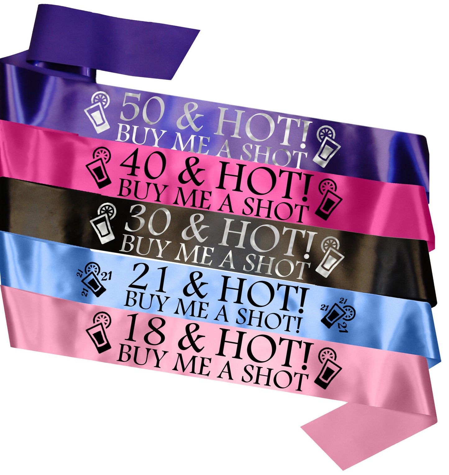 Personalised Age & Hot Sash - Any age, any colour!