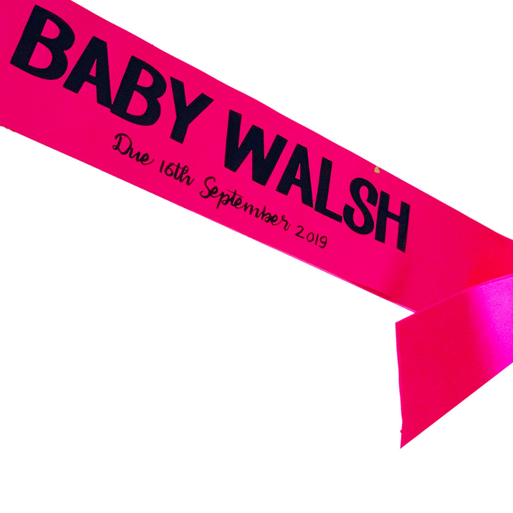 Baby Name Due Date Personalised Baby Shower Sash