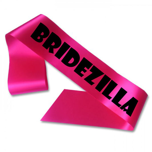 Bridezilla Sash - Hot Pink, Showcard Gothic font