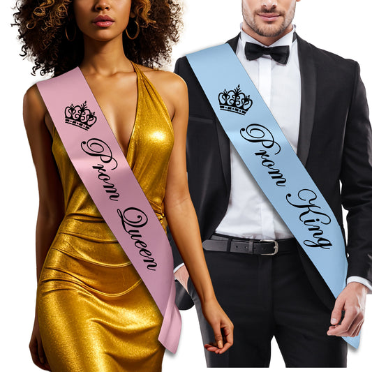 Prom Sash Set - Baby Blue King & Baby Pink Queen