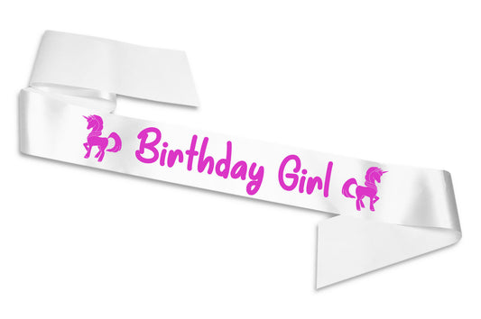 Unicorn Birthday Girl Sash