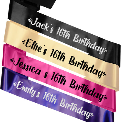 Personalised Name's 16th Birthday Sash