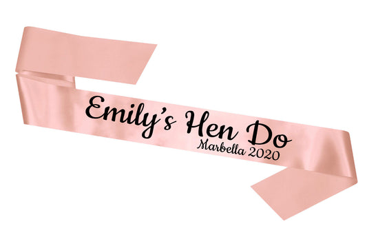 Personalised Hen Party Sash - Rose Gold