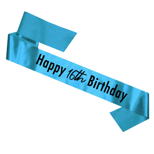 Happy 16th Birthday Sash - Turquoise